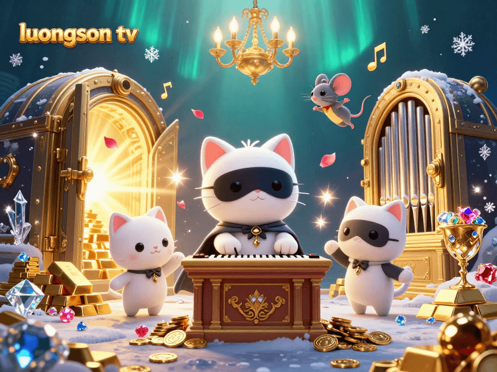 Experience exciting gambling action with Luongson TV's stunning 3D casino illustration featuring treasure and vibrant characters.