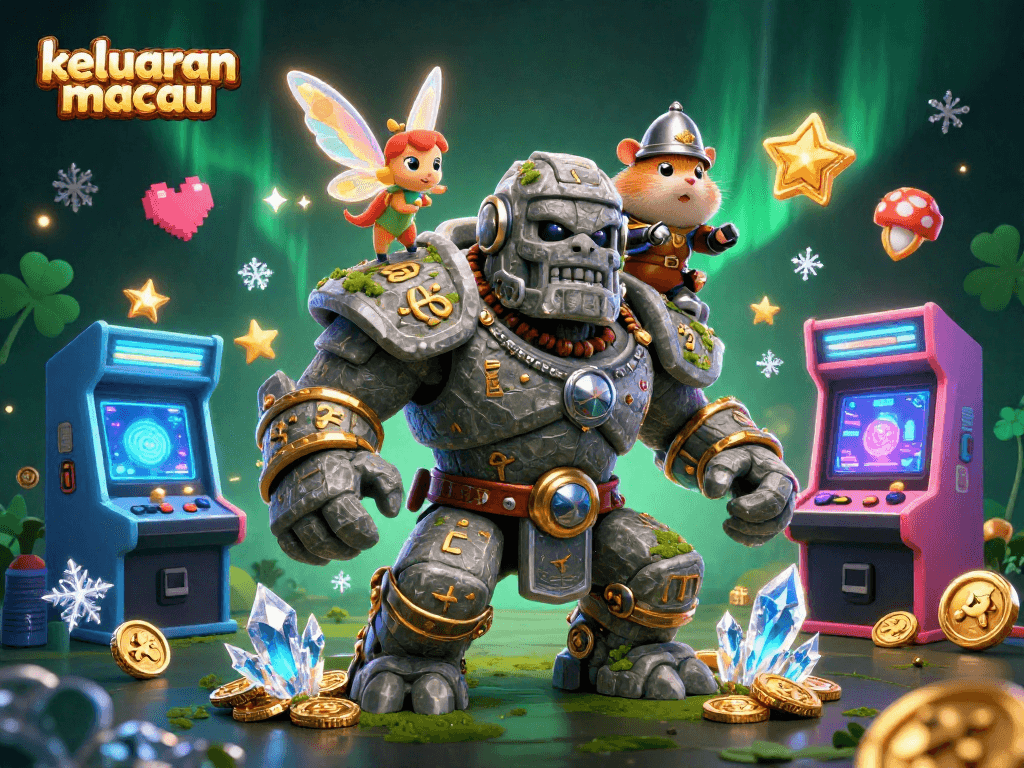 Experience thrilling wins with keluaran macau in this vibrant 3D casino scene featuring magical characters.