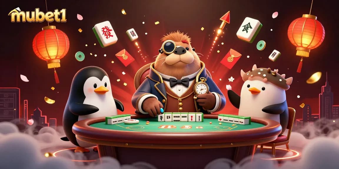 Join the jolly walrus in a poker match at mubet1's vibrant casino scene.