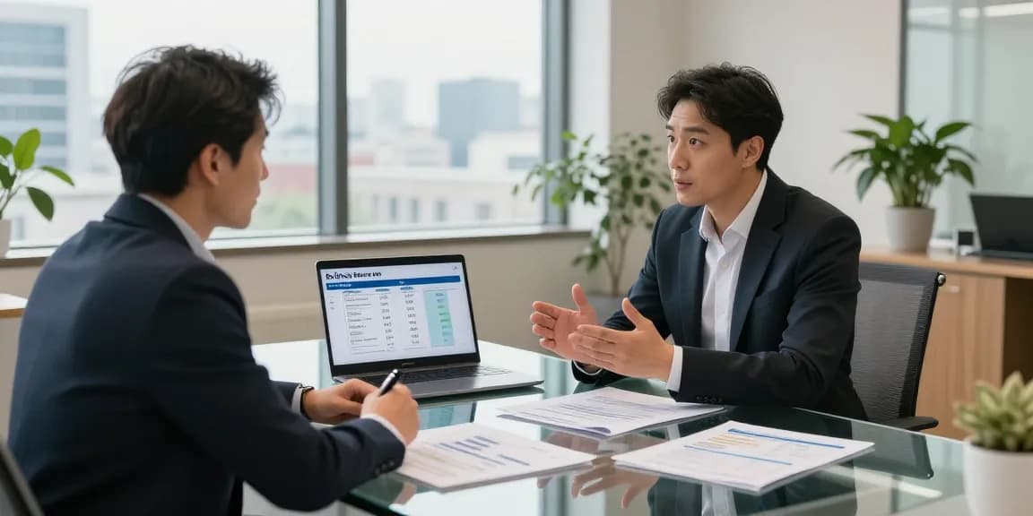 Business owner discussing British Gas business gas options with an energy advisor in a modern office setting.