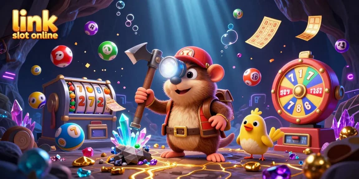 Spin and win with exciting link slot online action featuring vibrant slot elements and treasure hunters.