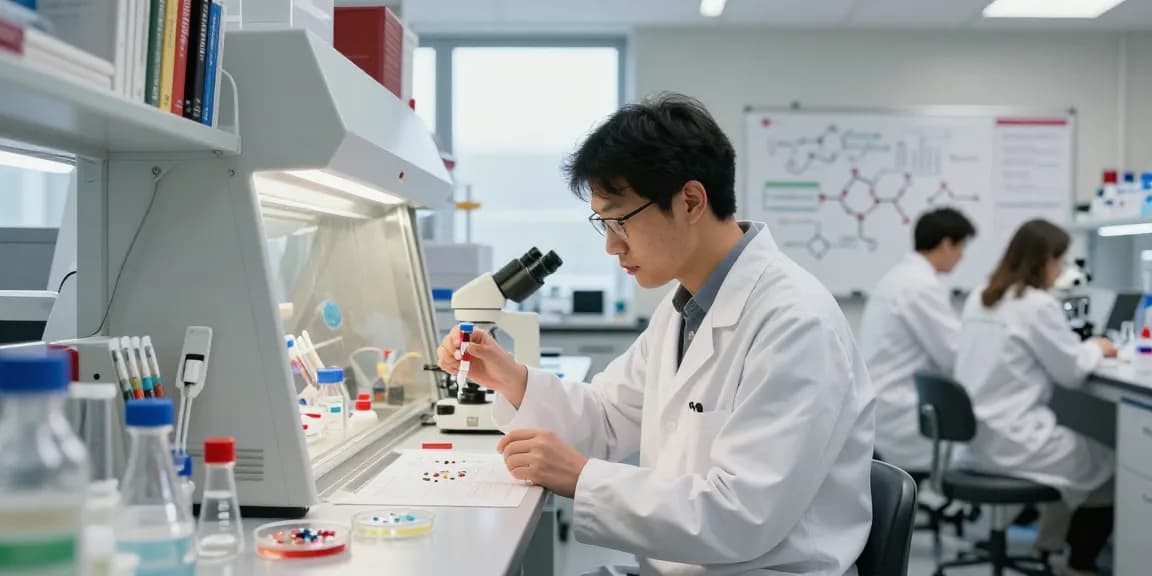 Canadian retatrutide supplier laboratory technician analyzing research samples in a modern lab.