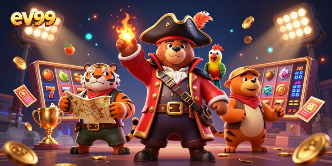 ev99 players spin slot reels with vibrant visuals and gold coins in an online casino.