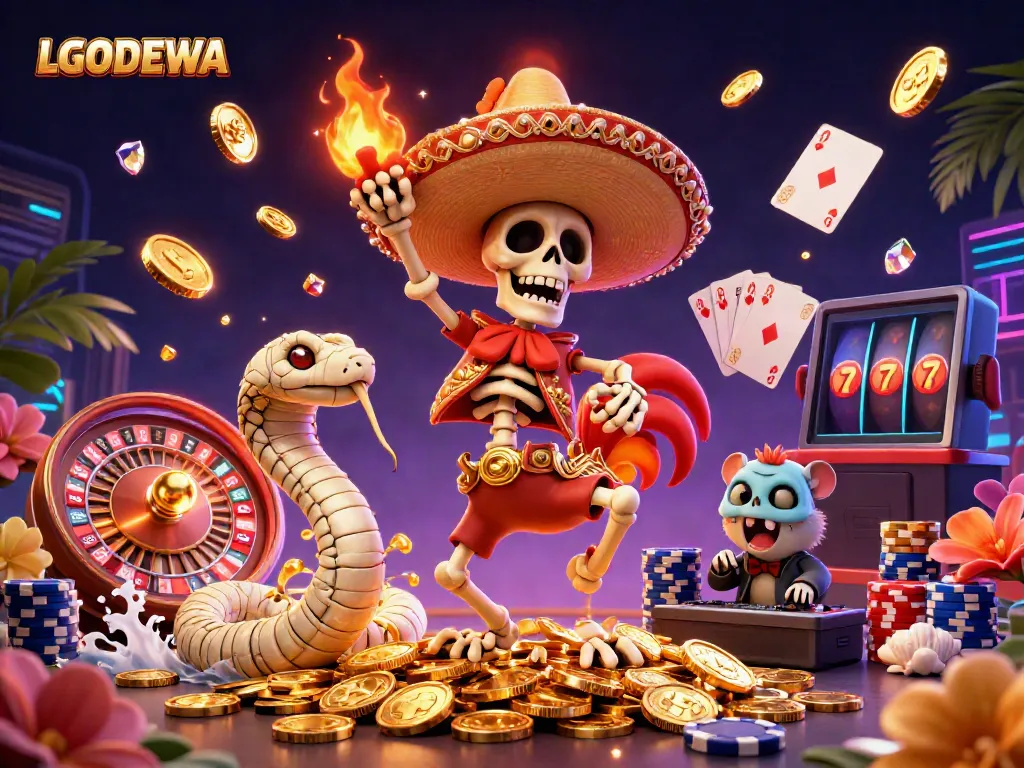 Join the fun at LGODEWA as you experience a dynamic casino scene with vibrant characters and engaging elements.