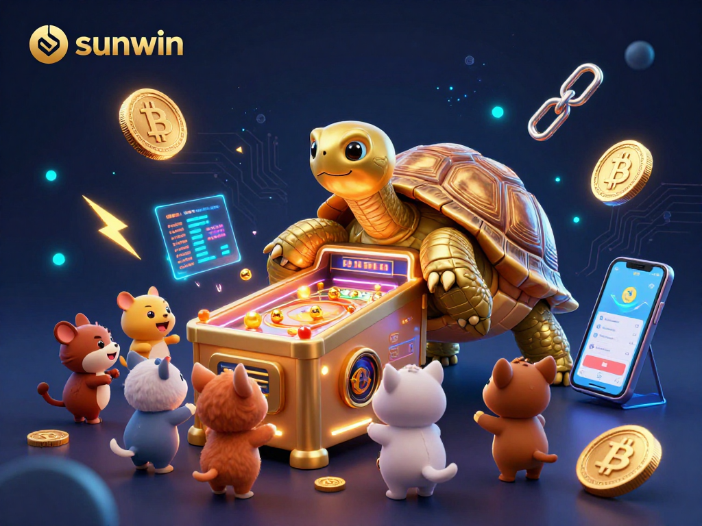 Experience the fun at sunwin with a vibrant 3D casino scene featuring fun characters and gaming elements.