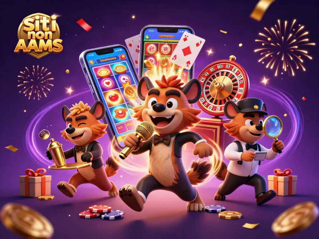 Scopri i migliori siti non AAMS con un'illustrazione casinò vivace di ibex e giochi d'azzardo.