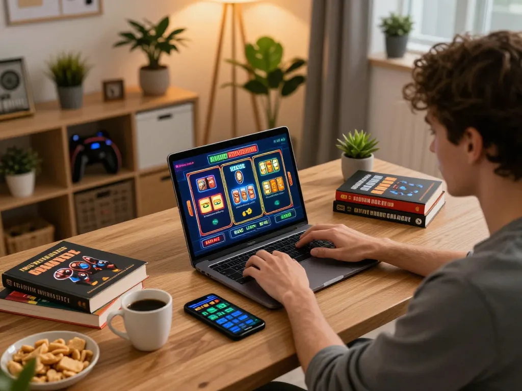 Playing online slots at home while practicing votekindness through responsible gambling strategies.