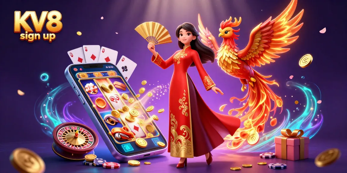 Join KV8 sign up for exciting gaming action with vibrant casino elements and rewards.