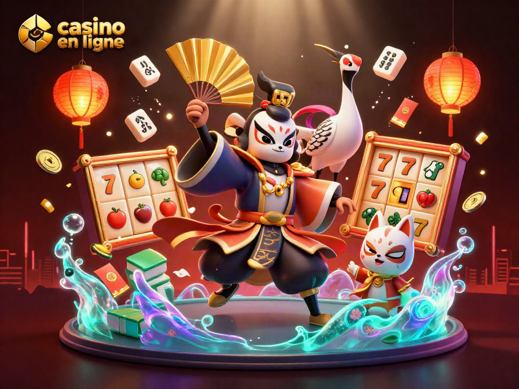 Jouez à des jeux passionnants dans un casino en ligne avec des machines à sous et des personnages colorés.