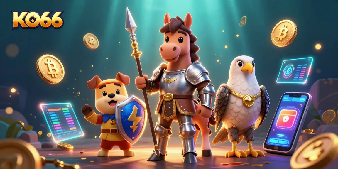 Engage in gaming excitement with KO66's vibrant medieval casino scene featuring crypto assets.