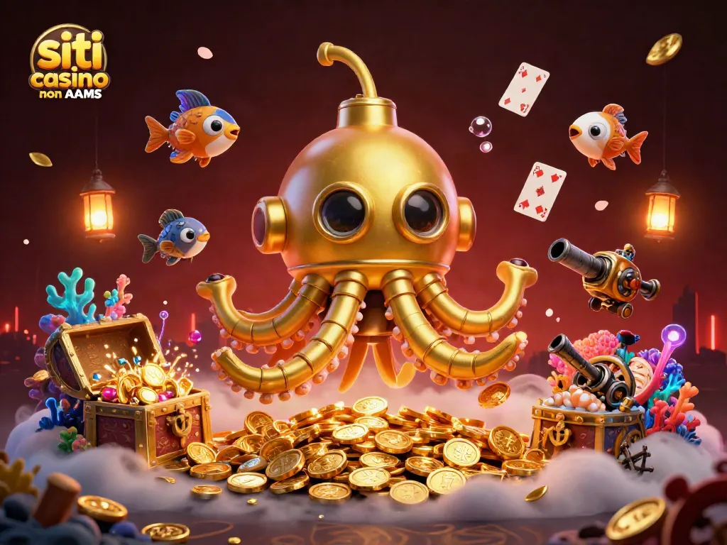 Gioca nei migliori siti casino non AAMS con il kraken d'oro e pesci meccanici tra tesori e giochi d'azzardo.