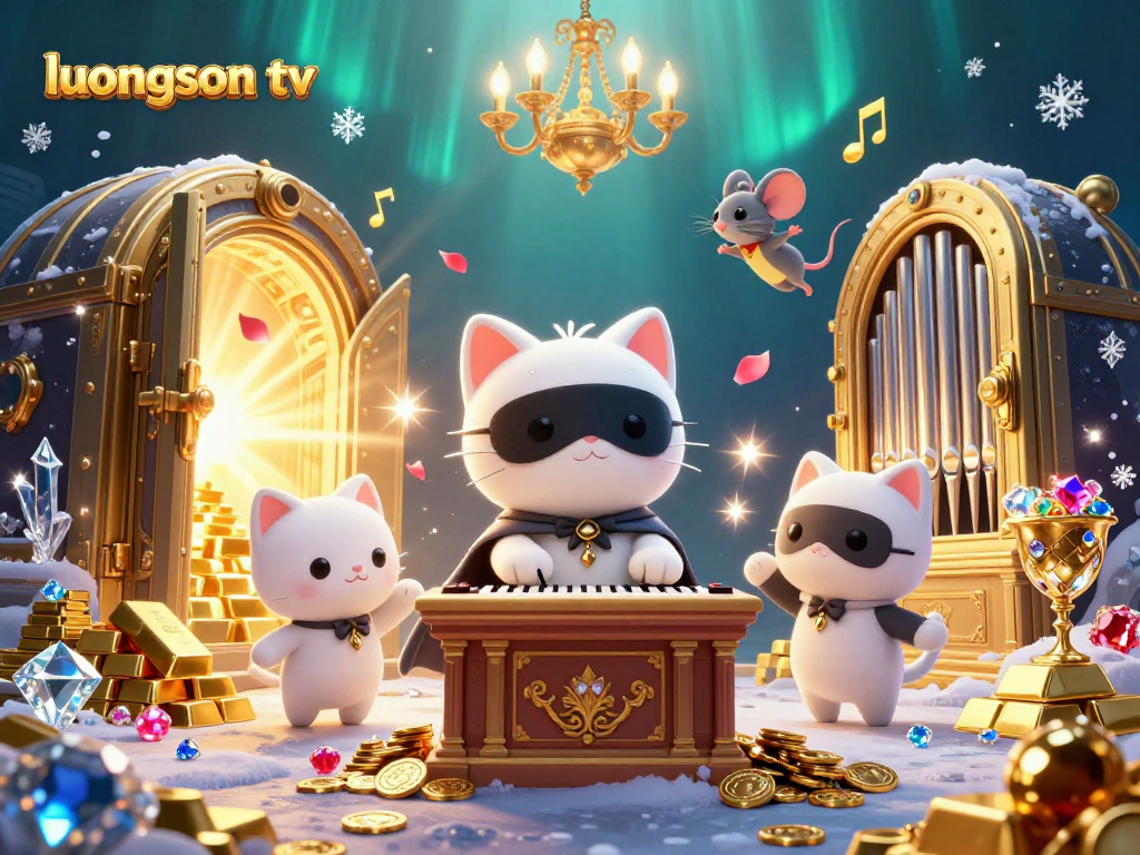 Experience exciting gambling action with Luongson TV's stunning 3D casino illustration featuring treasure and vibrant characters.
