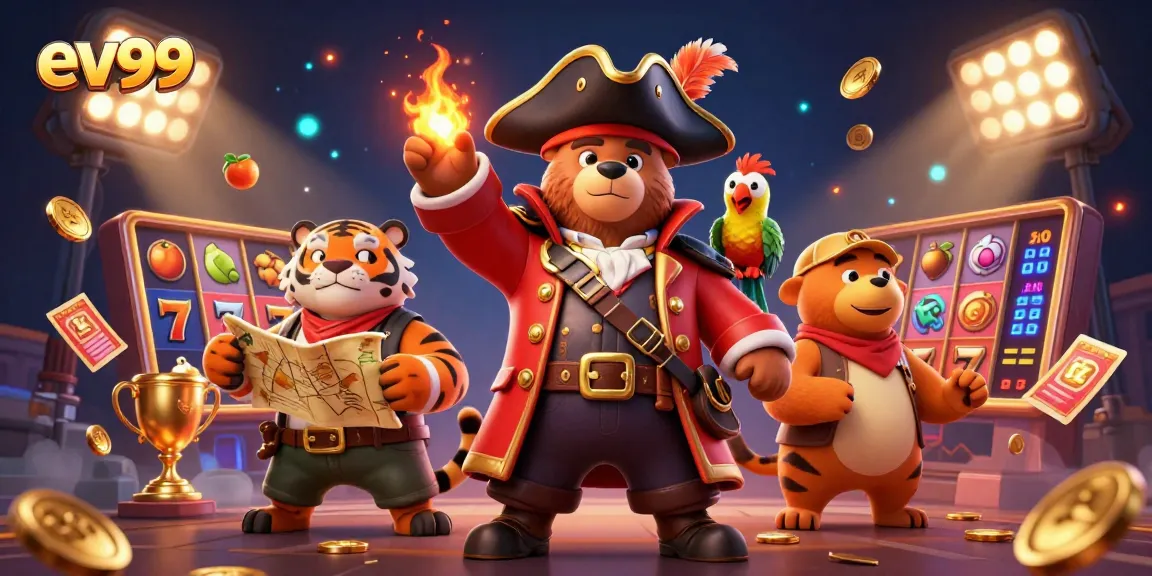 ev99 players spin slot reels with vibrant visuals and gold coins in an online casino.