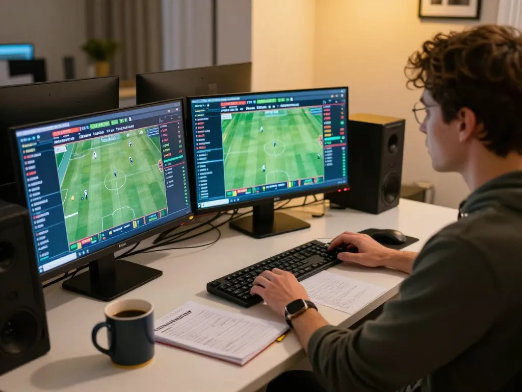 Engaged bettor analyzing odds on keobongda for strategic sports betting decisions