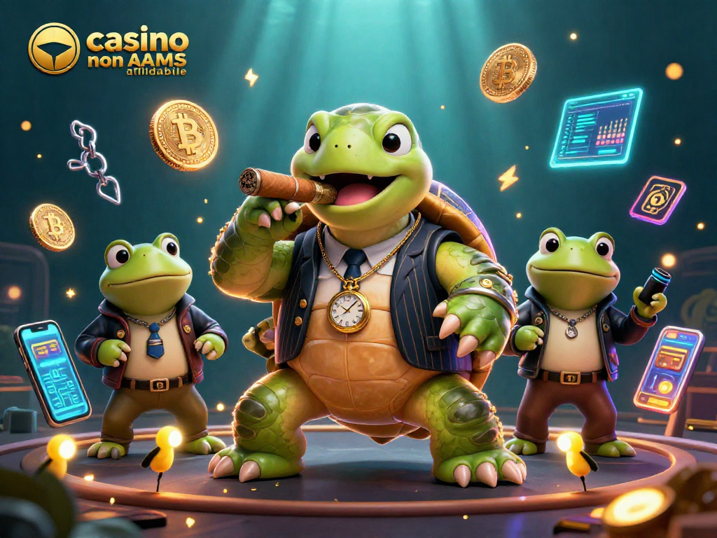 Vinci con i migliori casino non AAMS affidabili, esplora l'energia dei giochi online in un'illustrazione vivace.