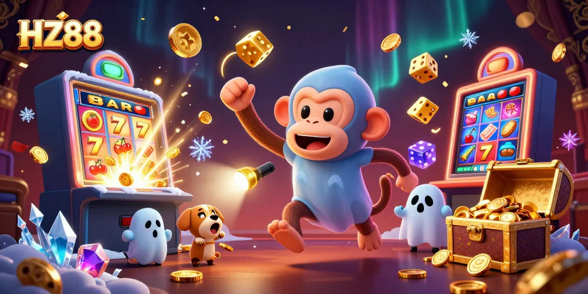 Experience HZ88's vibrant casino world with dynamic game elements and playful characters.