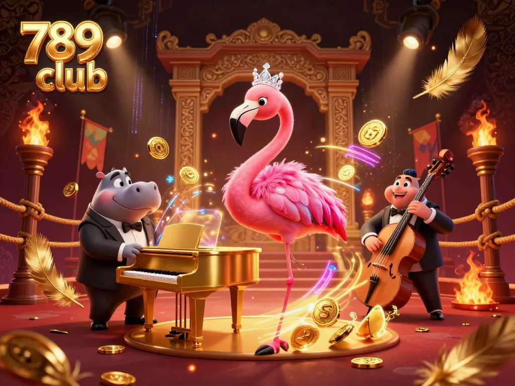 Experience vibrant energy at the 789 club with a dazzling flamingo singer and hippo bassist.
