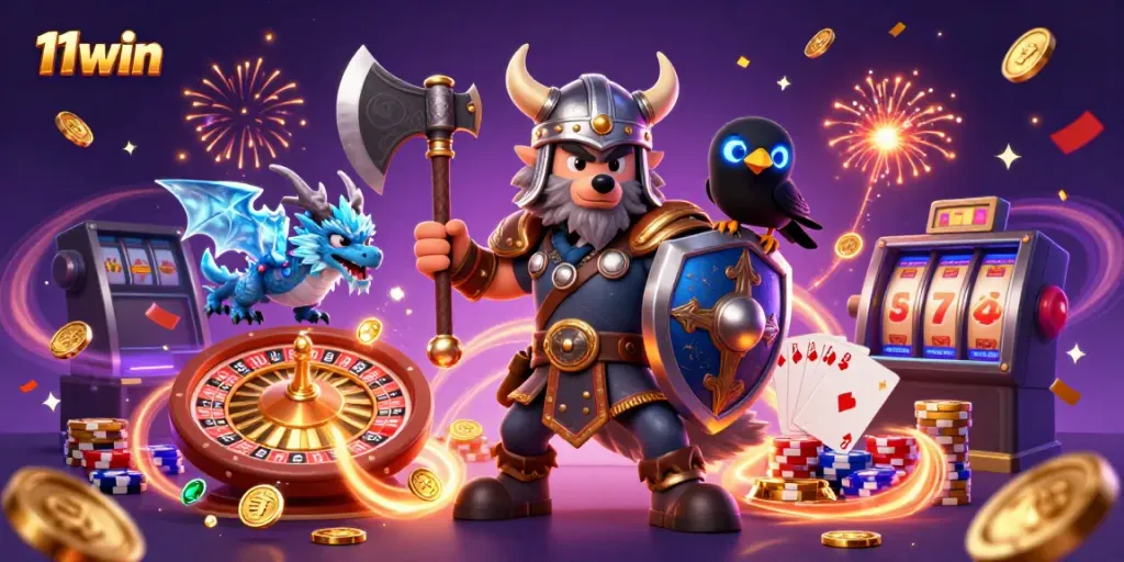 Engage with the thrilling 11win casino experience featuring dynamic characters and casino elements.