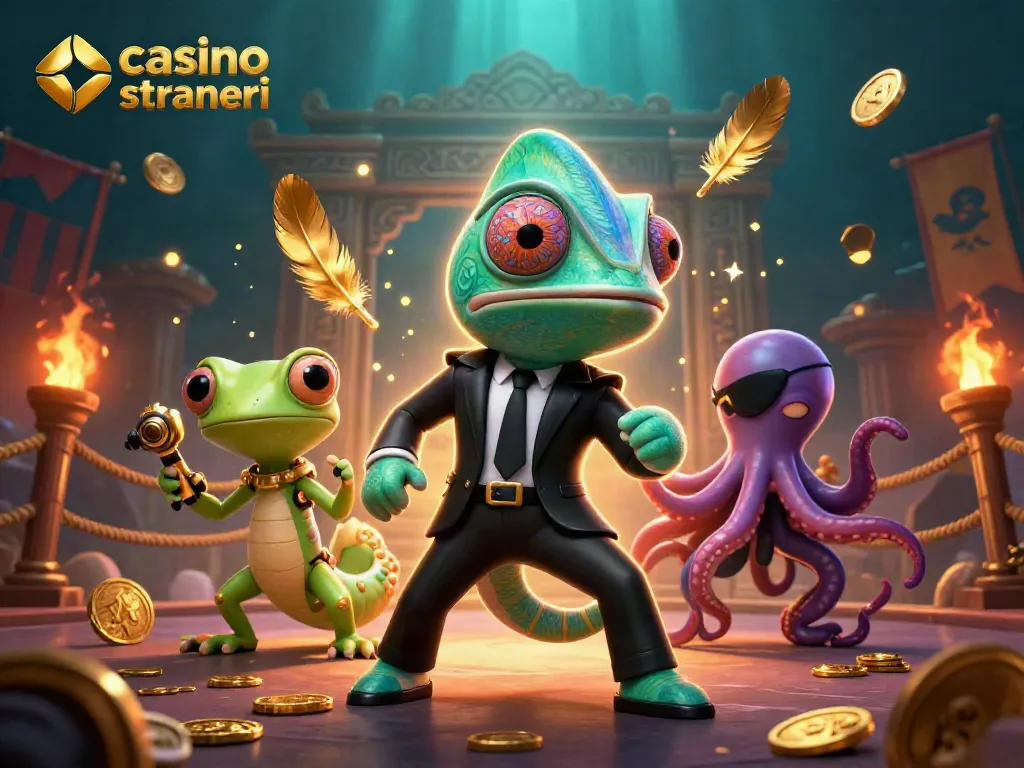 Gioca nei migliori casino online stranieri e scopri avventure tra camaleonti e polpi in un'illustrazione 3D.