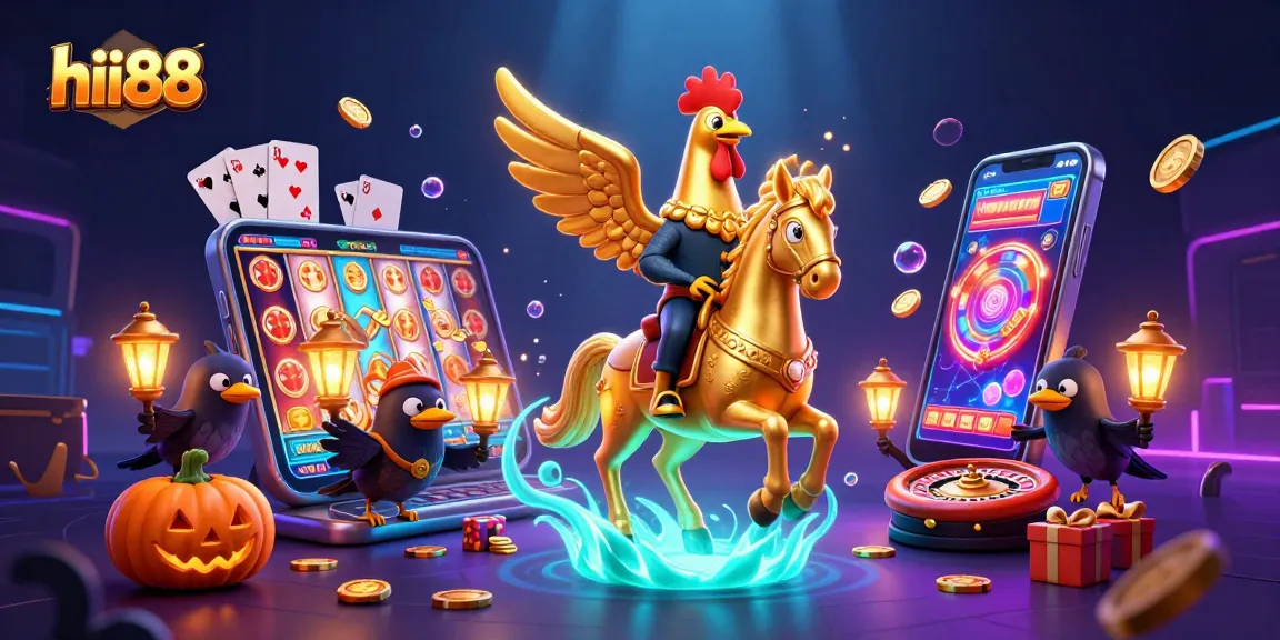 Experience thrilling gameplay with hii88 featuring a golden rooster in a midnight casino adventure.