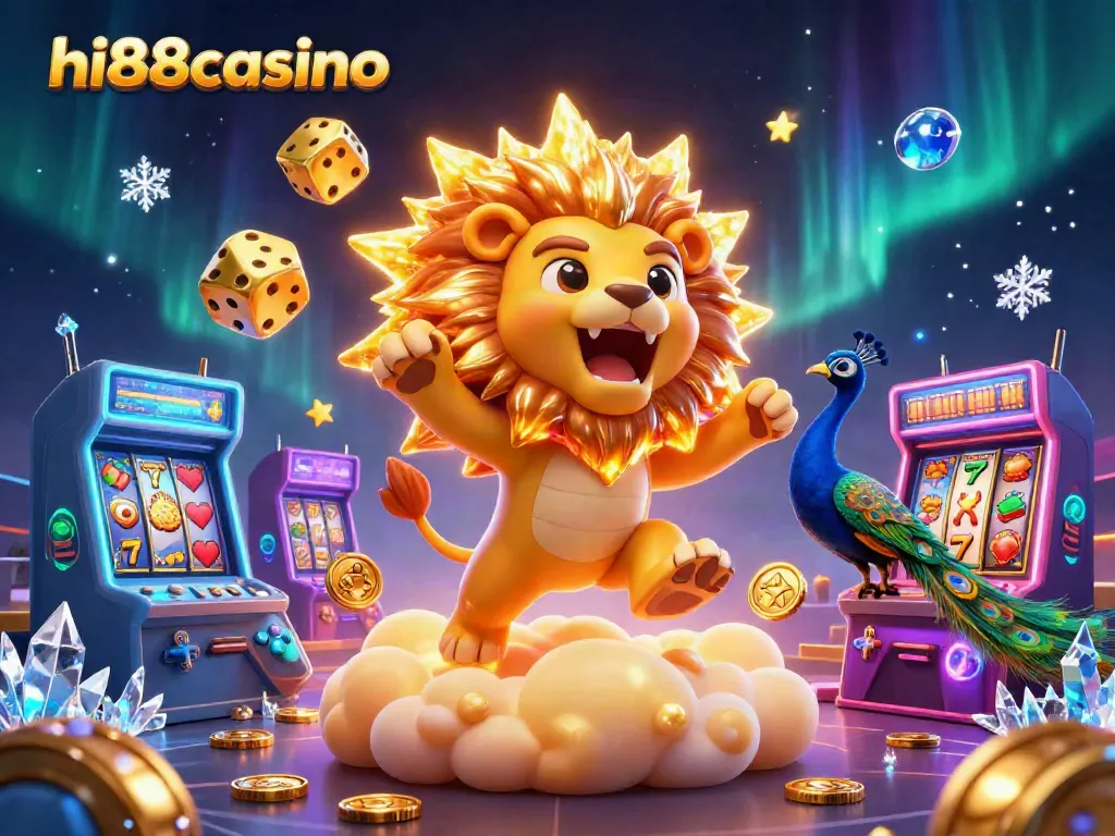 Experience winning with hi88casino in this colorful, dynamic casino game illustration.