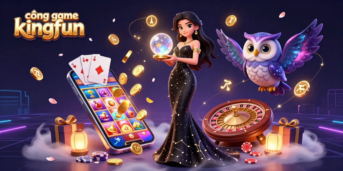 Engage in thrilling gameplay with the vibrant cổng game kingfun, showcasing a mystical woman and gaming elements.