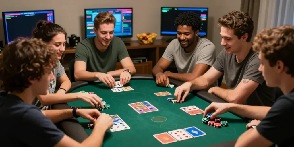 Crowd enjoying gaming session at https://hitclub3.io/ with vibrant table setup.