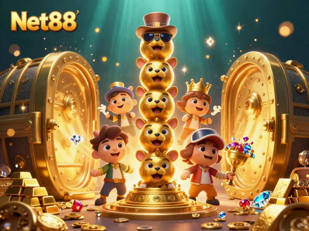 Net88 offers an entertaining experience with a colorful casino scene, showcasing exciting casino elements.