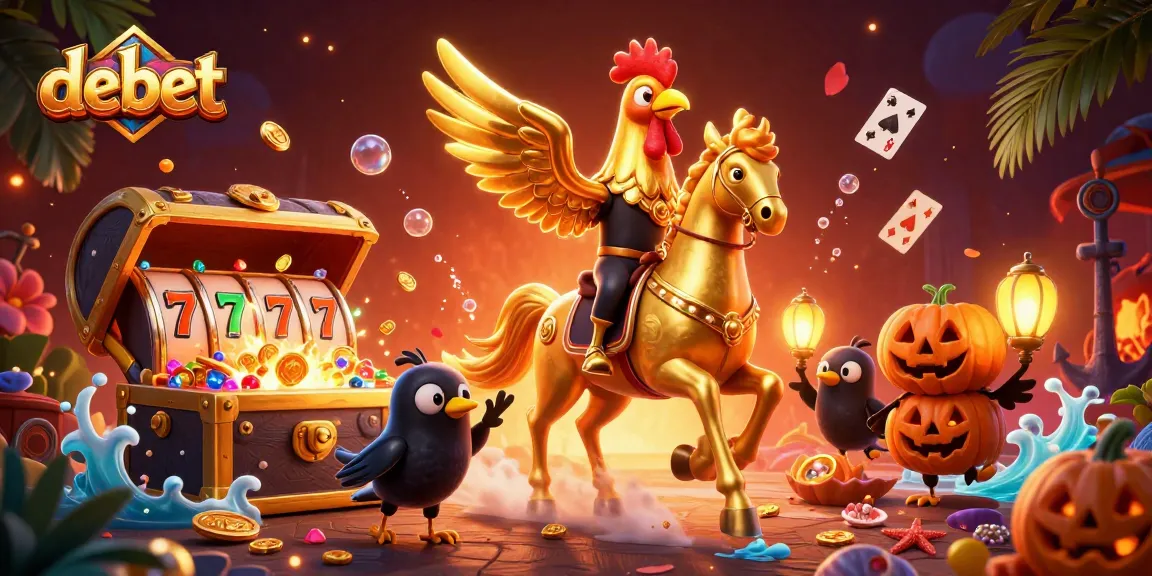 Bet on debet in a striking 3D illustration featuring a golden rooster in a casino.