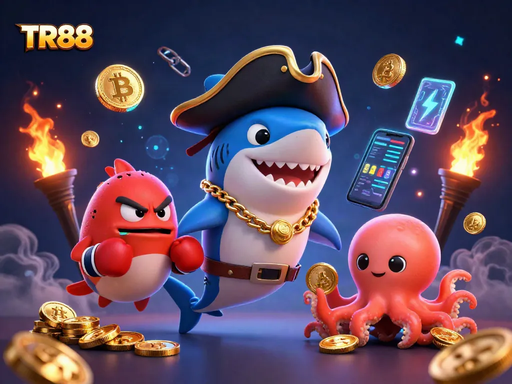 Spin the reels with TR88: a pirate shark, boxing pufferfish, and gold coins galore!