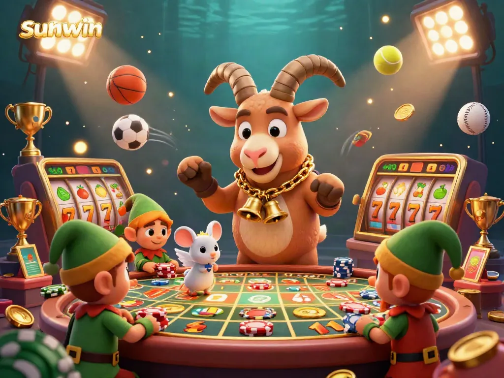Experience game excitement with sunwin at a spectacular casino scene featuring vibrant characters and dynamic elements.