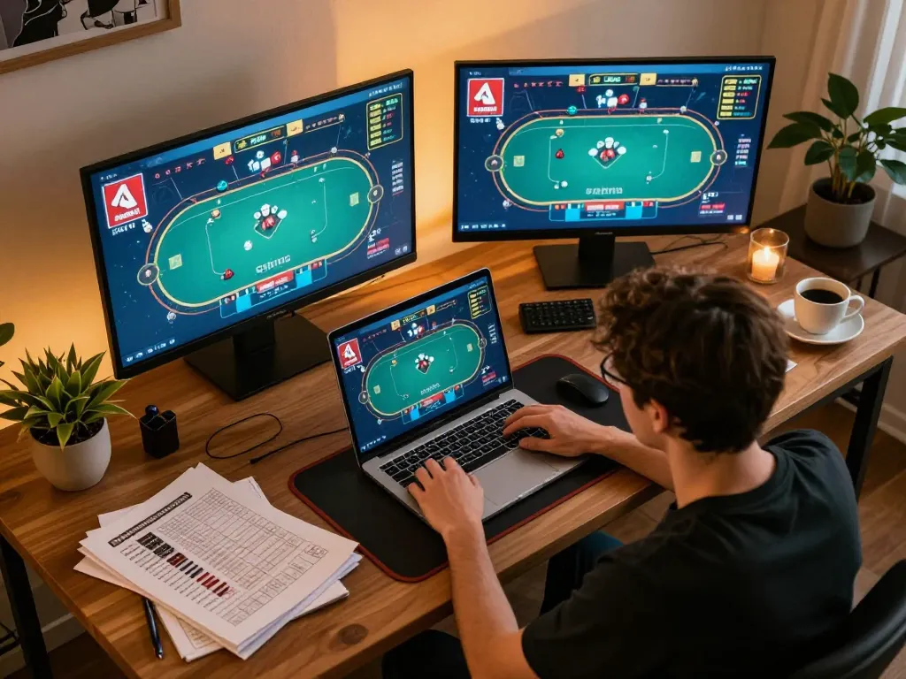 Player engaged in online poker gameplay on LLwin, combining strategy with immersive experience