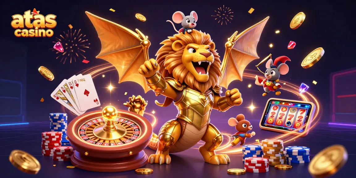 Experience the thrill of winning at atas casino with a vibrant 3D scene showcasing rich game elements and excitement.