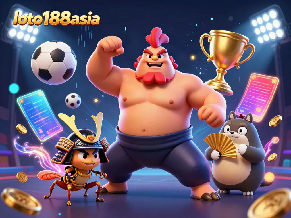 Engage in thrilling action with loto188asia, showcasing vibrant casino-themed 3D characters.