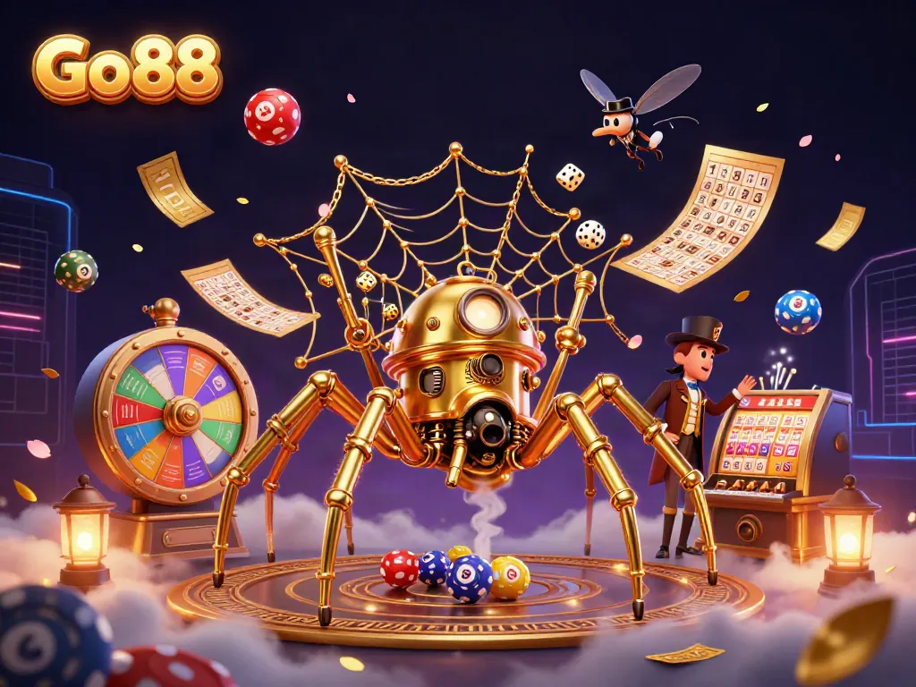 Experience the excitement of Go 88 with a whimsical, steampunk-inspired casino scene.