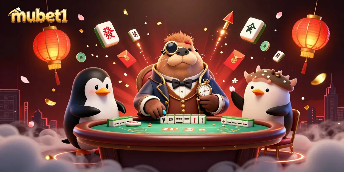 Join the jolly walrus in a poker match at mubet1's vibrant casino scene.