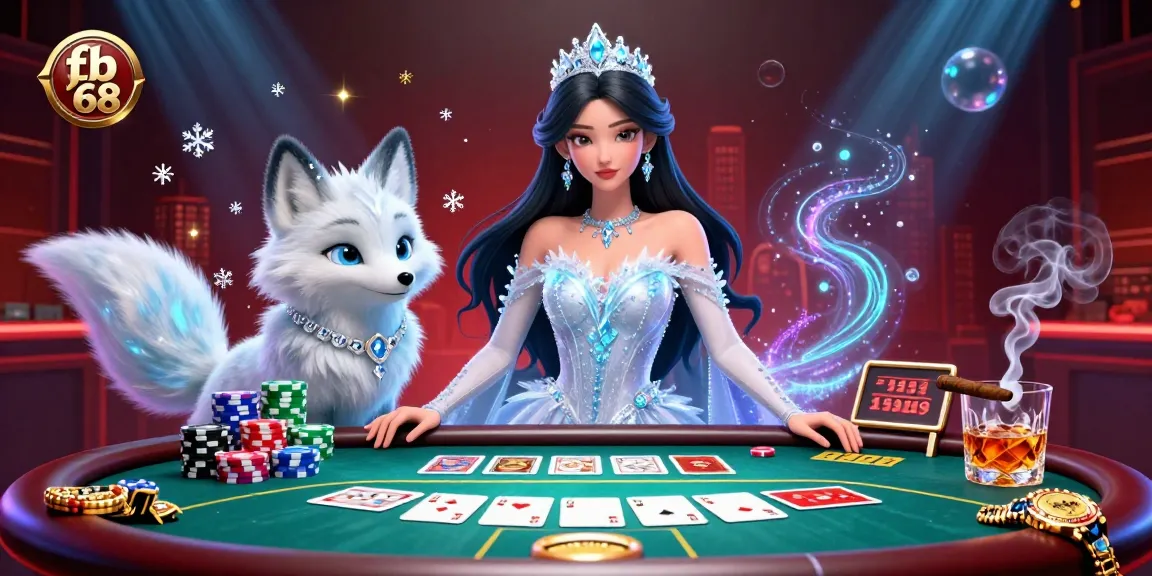 Experience thrilling poker action with fb 68 in a vibrant casino scene featuring casino games, chips, and sparkling details.
