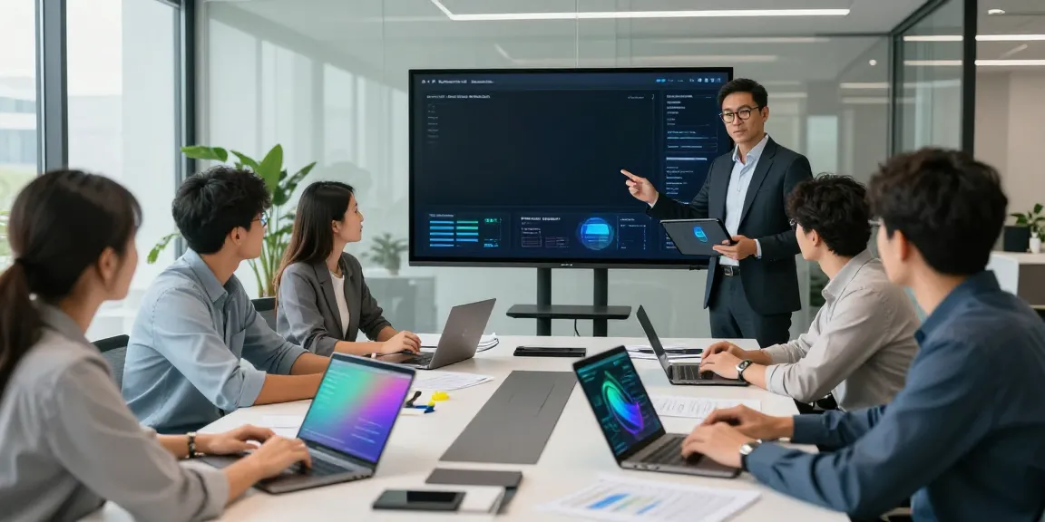 Collaboration on Enterprise AI strategies in a modern office setting.