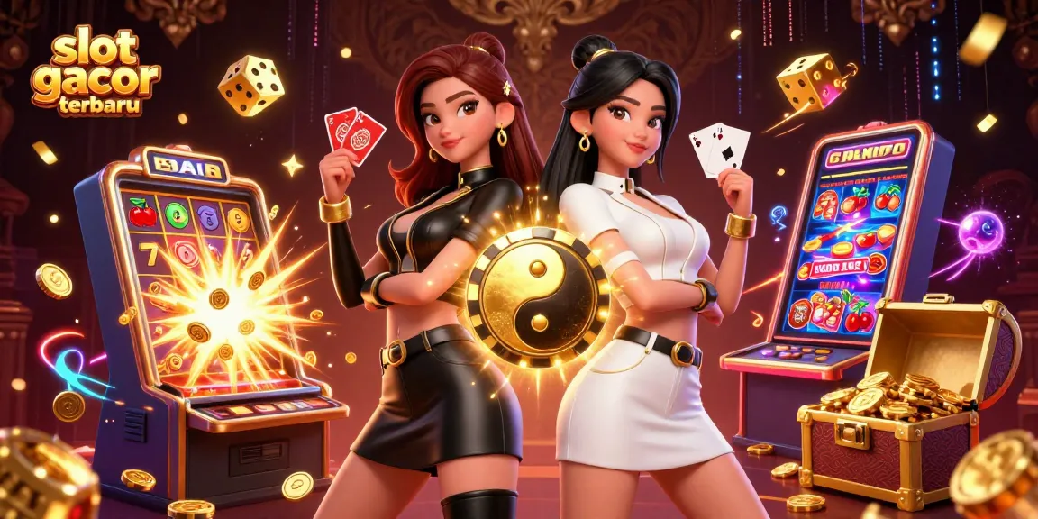 Play exciting slot gacor terbaru with stunning twin women, vibrant casino elements, and jackpot effects.