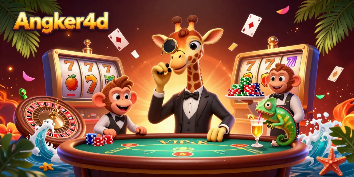 Gambarkan Angker4d dengan gajah penggiling tinggi di meja poker VIP dan uang koin di sekelilingnya