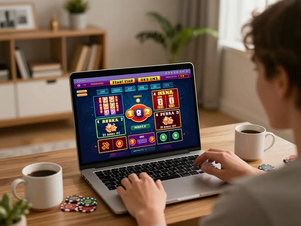 Bet88com user engaged in online poker gameplay from home, showcasing interactive gaming experience.