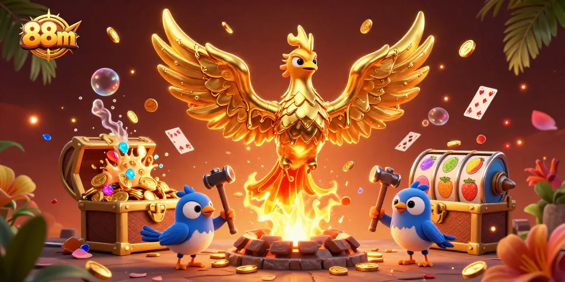 Experience thrilling gameplay at 88m with a vibrant casino scene featuring a golden phoenix.