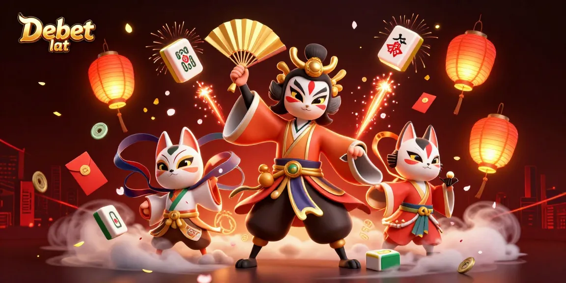 Experience the thrill of Debet lat with vibrant casino-themed characters and elements in a stunning 3D illustration.