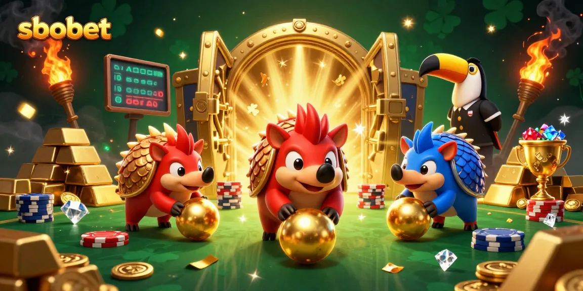 Pasang taruhan sbobet dengan pangolin bola emas dalam permainan kasino penuh gemerlap.