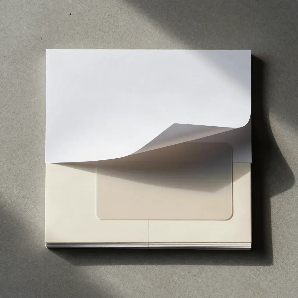 Overhead flatlay of a listing boost bundle with a slipping paper band and stacked inserts.