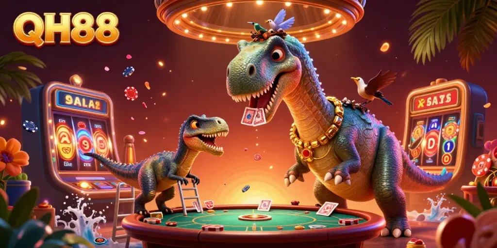 Experience thrilling moments at QH88 with a fun-filled 3D scene of gambling activities.