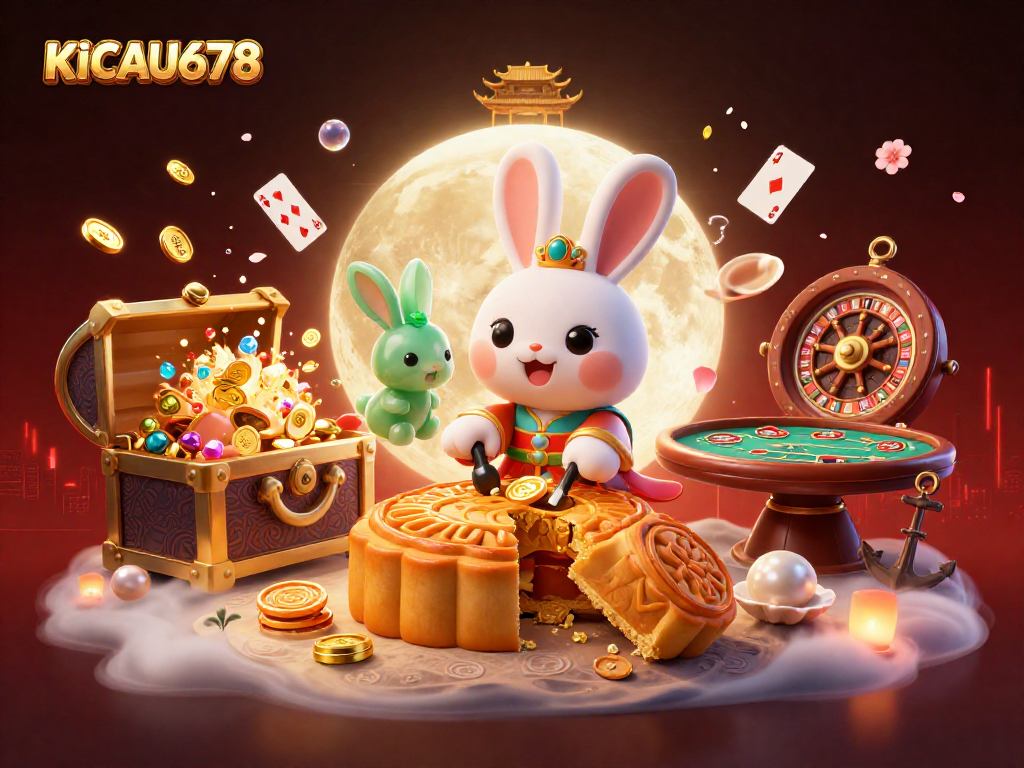 KICAU678 showcases an engaging live casino scene with a mythical moon rabbit and dynamic gameplay elements.