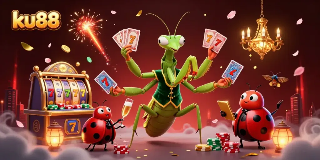 Experience thrilling gaming with ku88's vibrant 3D casino scene showcasing excitement and luxury.