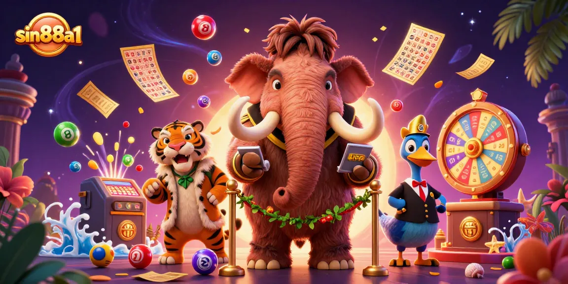 Experience thrilling gaming at sin88a1 with vibrant lottery and casino elements in a dynamic 3D scene.