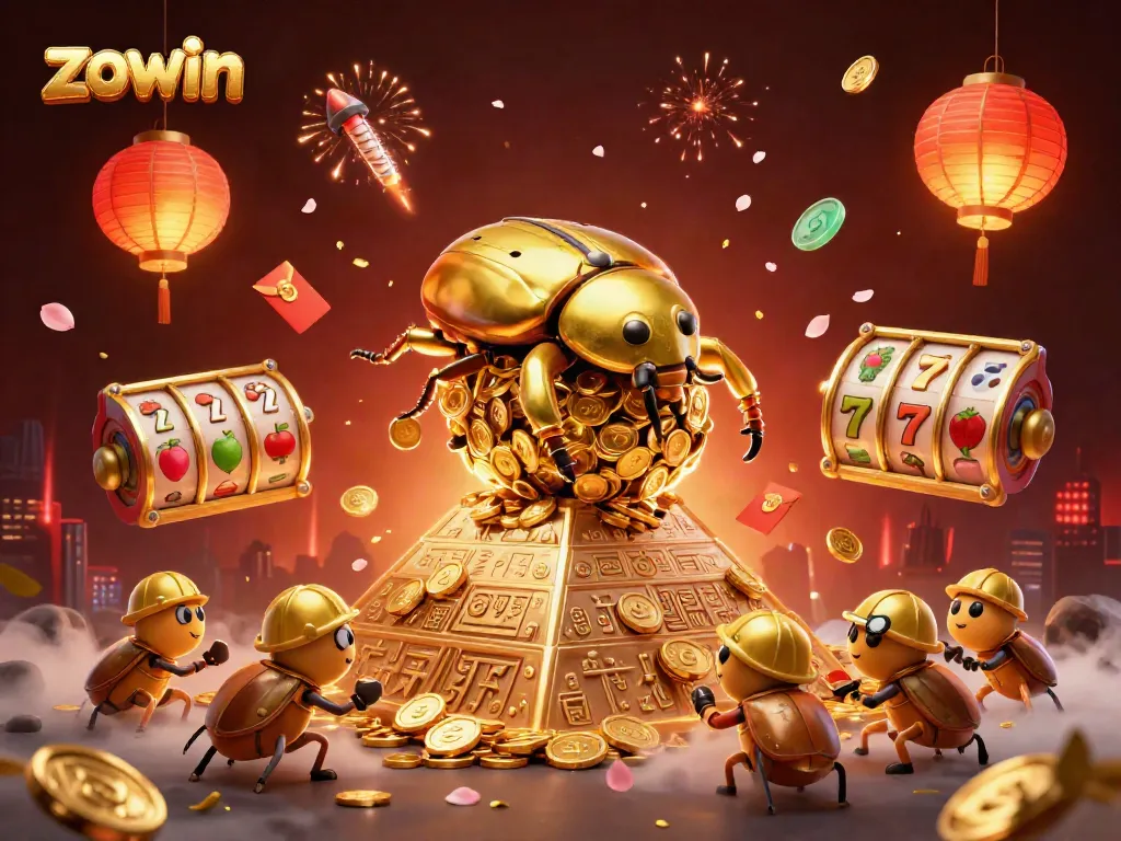 Experience the excitement of zowin gaming with a vibrant, energetic casino-themed illustration.